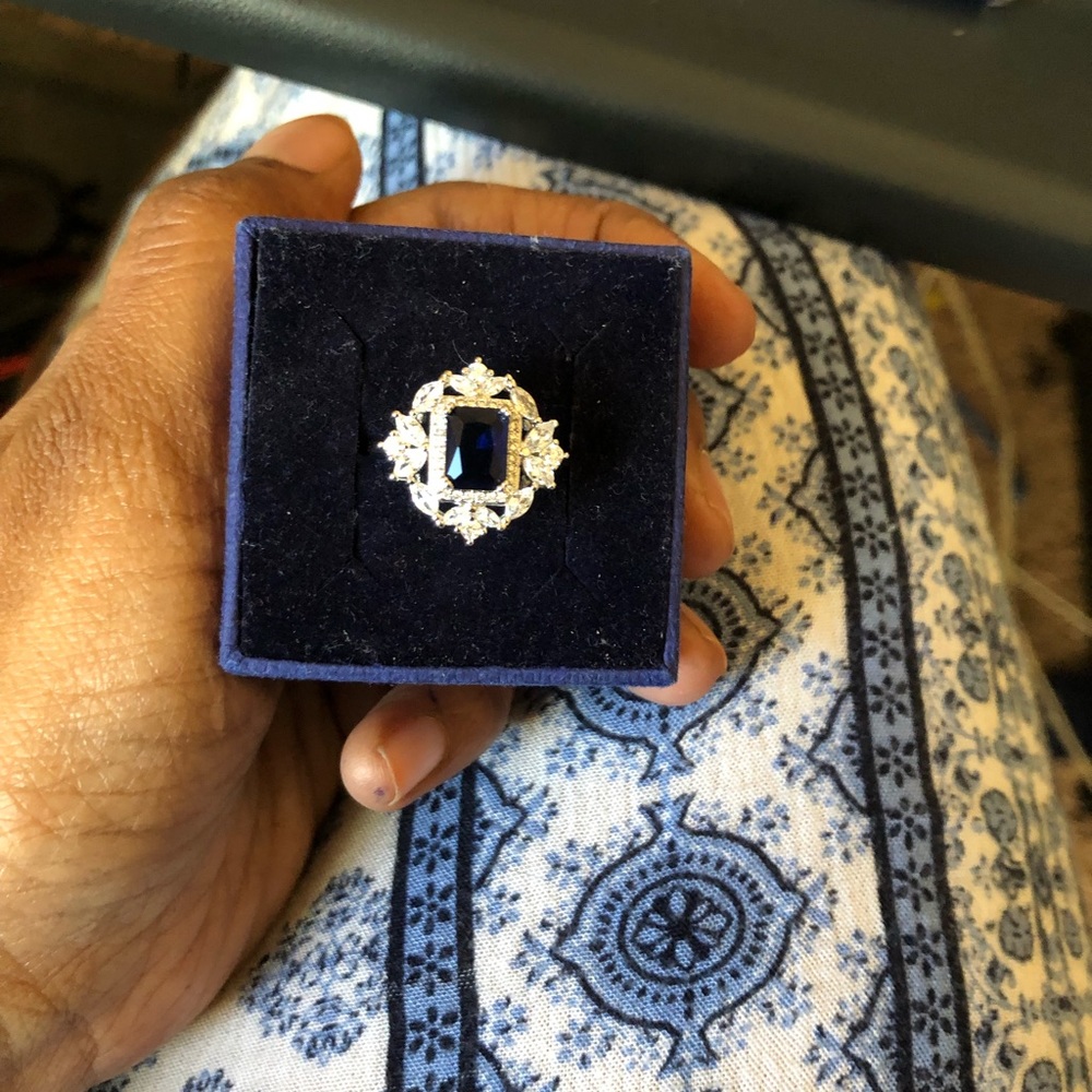 Blue Sapphire Adjustable Ring With Swarovski Elem… - image 6